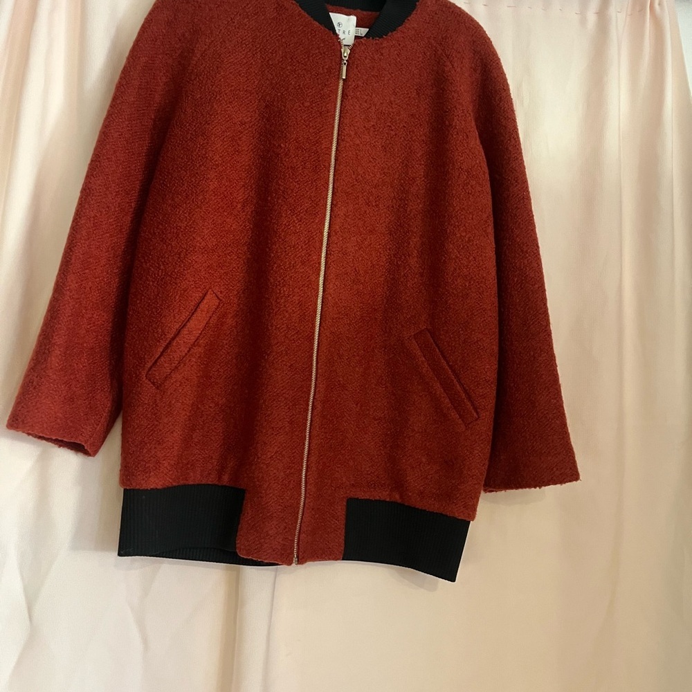 Setre Red Textured Jacket with Gold Zipper